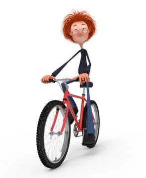 The 3d student by bicycle. Illustrazione stock