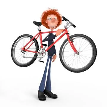 The 3d student by bicycle. Stock Photos