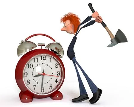 The 3d student with hours and an axe. Stock Illustration