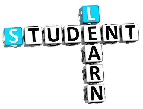 3d student learn crossword Illustrazione stock