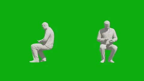 3d student man on green screen playing with mobile in university with two differ 스톡 동영상 202207936