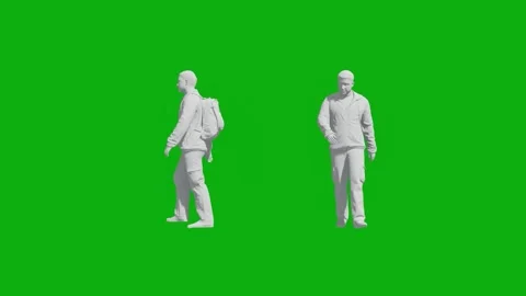 3D student man on green screen walking in university with two different views wi 스톡 동영상 202207949