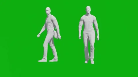 3d student man on green screen walking down the street with two different views  스톡 동영상 202267101