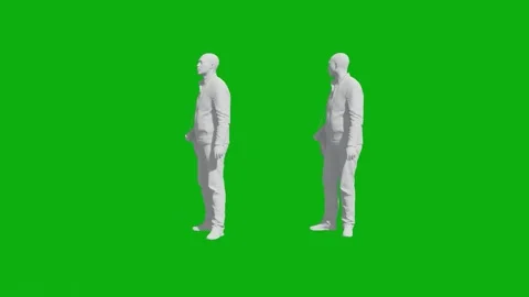 3d student man on green screen standing looking around with two different views  스톡 동영상 202267166