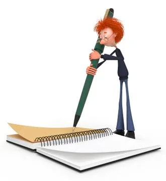 The 3d student with a pen and notebook. Stock Illustration