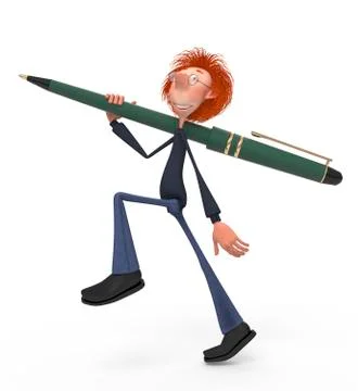 The 3d student with a pen. Stock Illustration