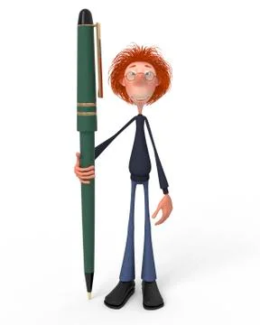 The 3d student with a pen. Stock Illustration