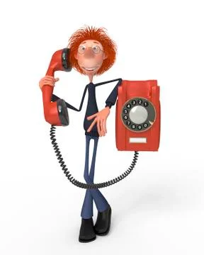 The 3d student with phone. Stock Illustration