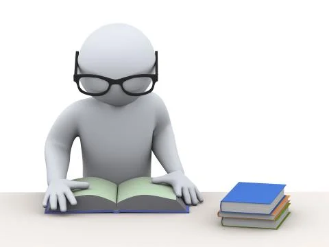 3d student studying Stock Illustration