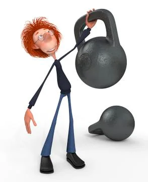 The 3d student with the weight. Stock Illustration