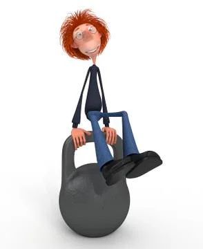 The 3d student with the weight. Stock Illustration