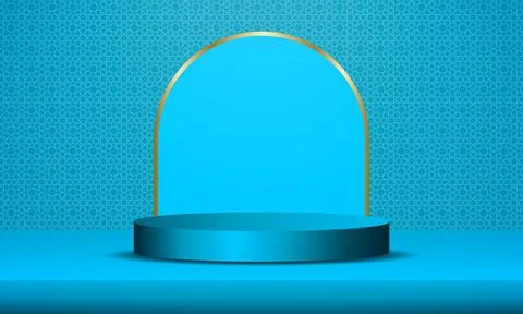 3D studio room background with podium. Empty space for selling products on .. Illustrazione stock