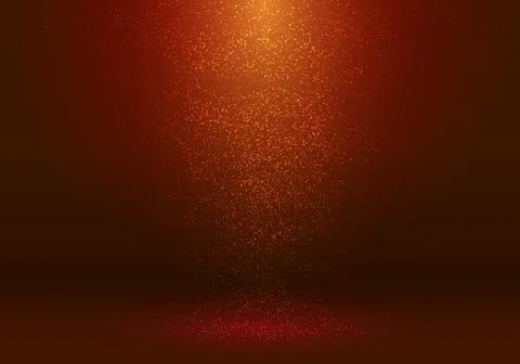 3D studio room lighting and dust on red background Stock Illustration