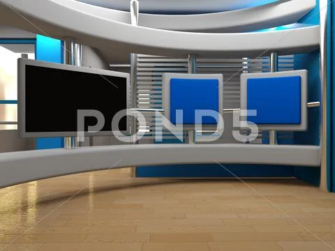 3d studio tv virtual set Stock Illustration