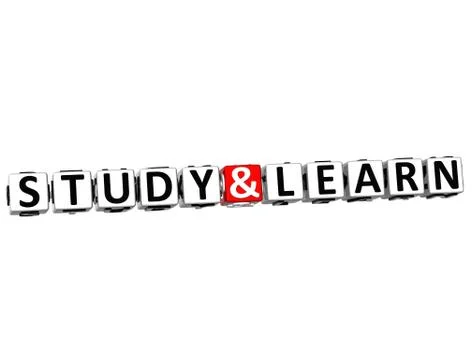3d study and learn button click here block text イラスト素材