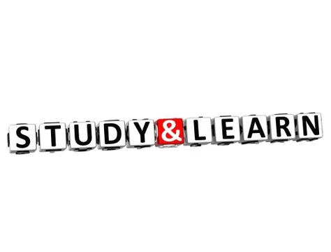3d study and learn button click here block text 스톡 일러스트