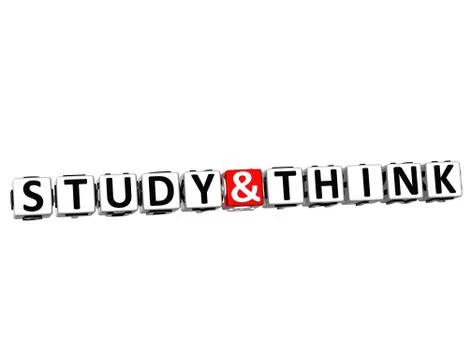 3d study and think button click here block text 스톡 일러스트