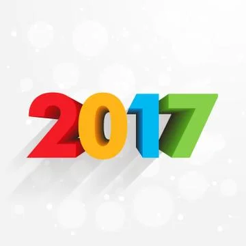 3d style 2017 text in colors and shadow effect Stock Illustration