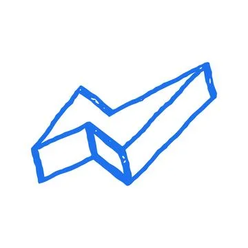 A 3D-style check mark or upward arrow, a hand drawn vector illustration. Whim Illustrazione stock