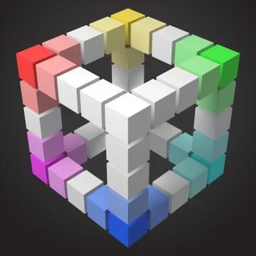 3d style cubic frame design with cubes. Stock Illustration