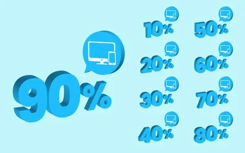 3d style discount number set for gadget product Stock Illustration