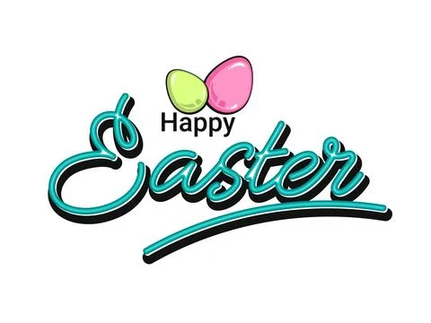 3D Style Easter Text with Eggs on White Background. Can Be Use Greeting Car.. Stock Illustration