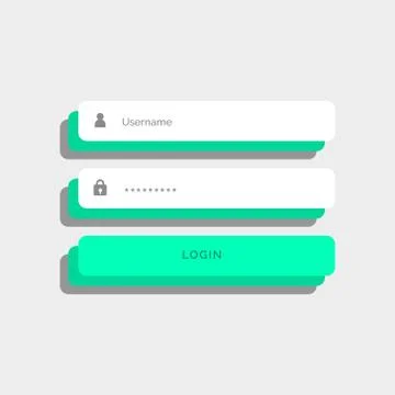 3d style login user interface design Illustrazione stock