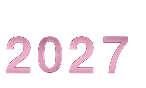 3D style Pink 2027 text isolated on white background for poster and banner .. Stock Illustration