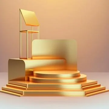 3d style podium shaped gold luxury background, 2d illustrated Stock Illustration
