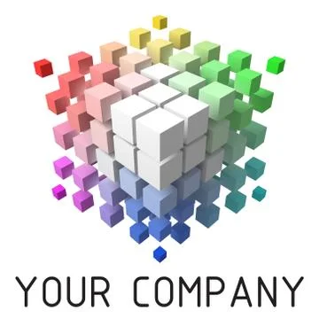 3d style vector logo design with cubes. color theory themed version. Stock Illustration