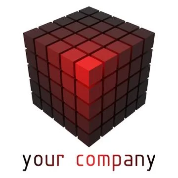 3d style vector logo design with cubes. elegant black and red colors version. Illustrazione stock
