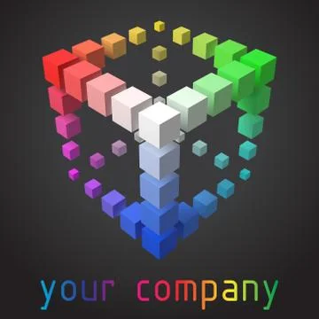 3d style vector logo design with cubes. Stock Illustration