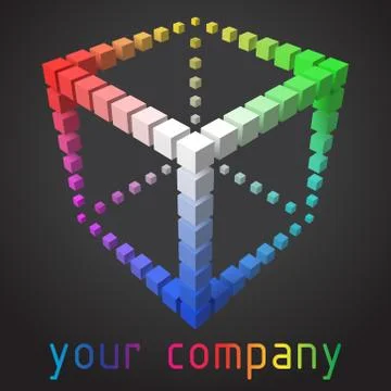 3d style vector logo design with cubes. Stock Illustration