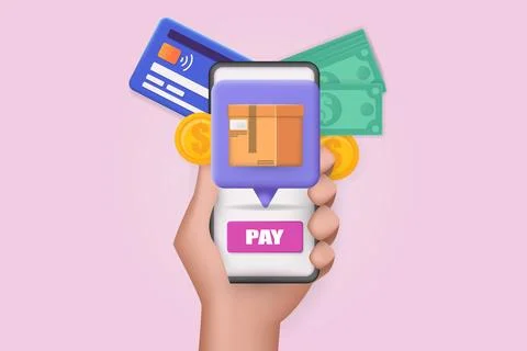3D style vector webshop and shopping concept. Stock Illustration