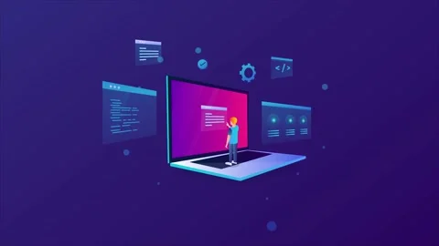 3d style web development, programming coding and internet technology concept. Stock Footage 160537228