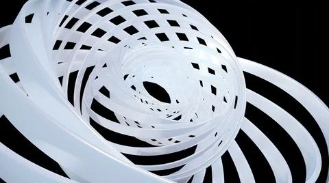 3D stylish abstract white background with rings or circles twisting in Stock Illustration