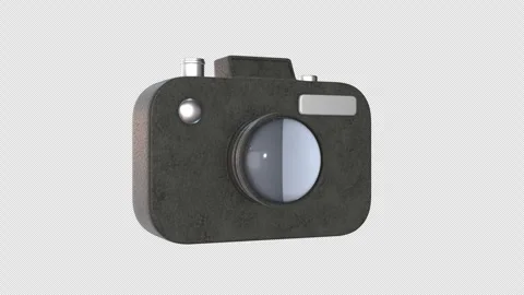 3D Stylized Camera Rotating on a Transparent Background. Seamless Loop. 4K Stock Footage 292977211