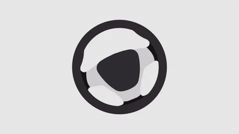 3d Stylized Car Steering Wheel Turning Loop 4k Alpha Transparent Stock Footage 345455174