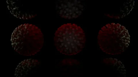 3D stylized coronavirus model rotates on a dark background. coronavirus epidemic Stock Footage 166100653
