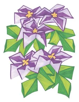 3d stylized geometric floral pattern of triangular lilac spring flowers イラスト素材