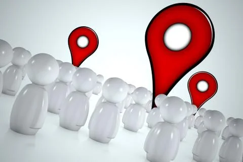 3d stylized men watching pointers map Stock Illustration