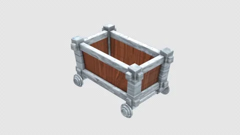 3D Stylized Mine Cart Rotating on a Transparent Background. Seamless Loop. 4K Stock Footage 296486557