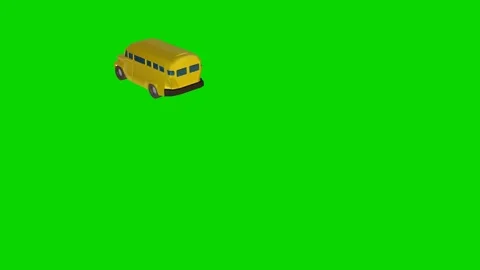 3D stylized model of a yellow bus on a green background. 3d render Video stock 246428593