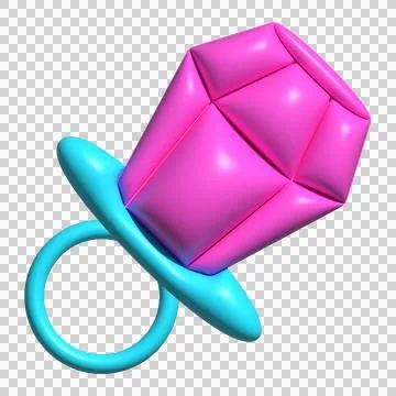 3D stylized pacifier is being shown diagonally on transparent canvas with cyan Stock Illustration