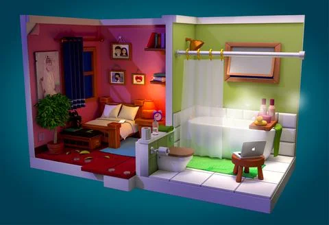 3d stylized room Stock Illustration