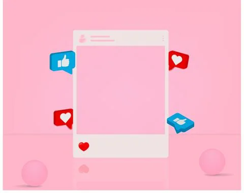 3D stylized Social media post template, vector mockup Stock Illustration