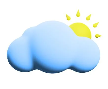 3D stylized sun and clouds isolated on white Stock Illustration