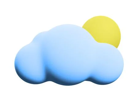 3D stylized sun and clouds isolated on white Stock Illustration