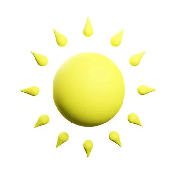 3D stylized sun isolated on white. 3D rendering Stock Illustration