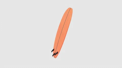 3D Stylized Surfboard Rotating on a Transparent Background. Seamless Loop. 4K Stock Footage 302643718
